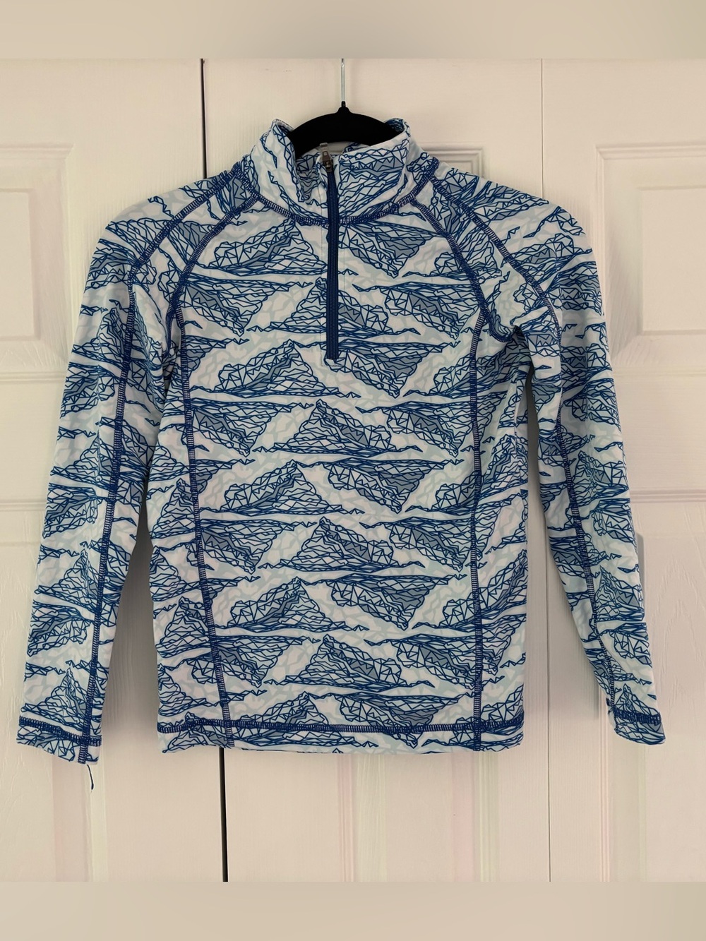 L.L.Bean Blue & White Kids' Zip Pullover Base Layer Top